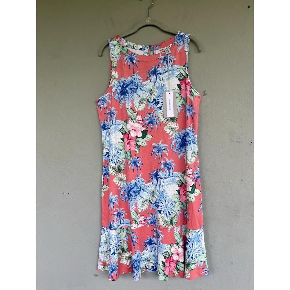 Tommy Bahama Darcy Manta Bay Floral Flounce Shift Dress Large Beach Vacay Resort